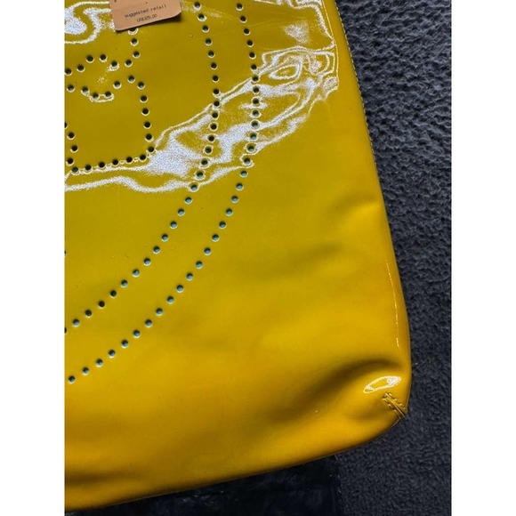 NWD Tory Burch Patent Leather Contrast T-Tote Bag Yellow Turquoise One Size - Picture 10 of 15